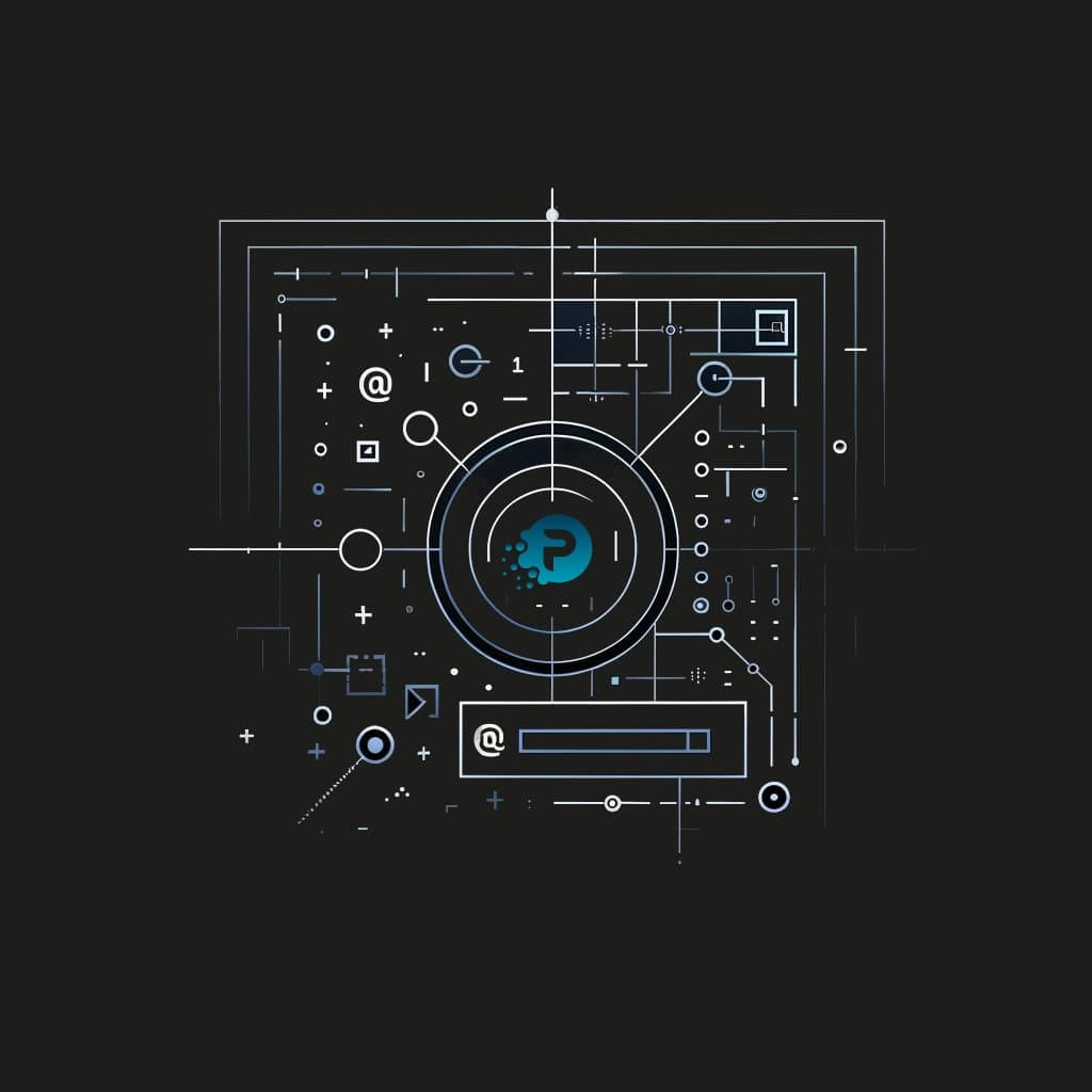 Imagem ultra-minimalista com uma leve representação de ícones de contato e tecnologia, como um contorno sutil de um envelope ou símbolo de comunicação digital, mesclado com um motivo tecnológico, tudo em um tom delicado de azul. O design se funde perfeitamente com um fundo preto, destacando a simplicidade, o espaço negativo e uma abordagem elegante que simboliza a fusão do contato humano com a inovação tecnológica.